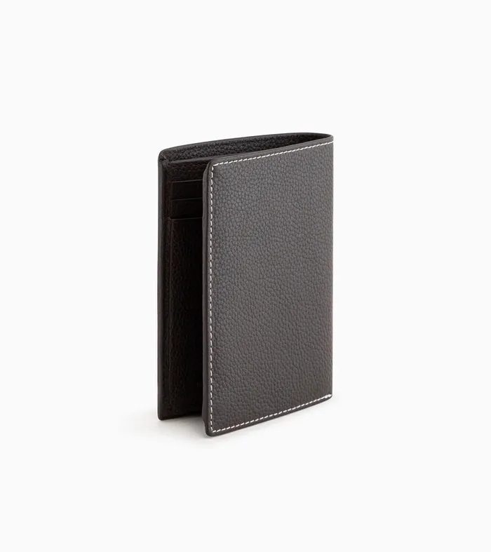 Le Tanneur Wallets Men MediumSized Zipped Wallet With 2 Gussets In Grained Leather Brown Coffee Chalk White