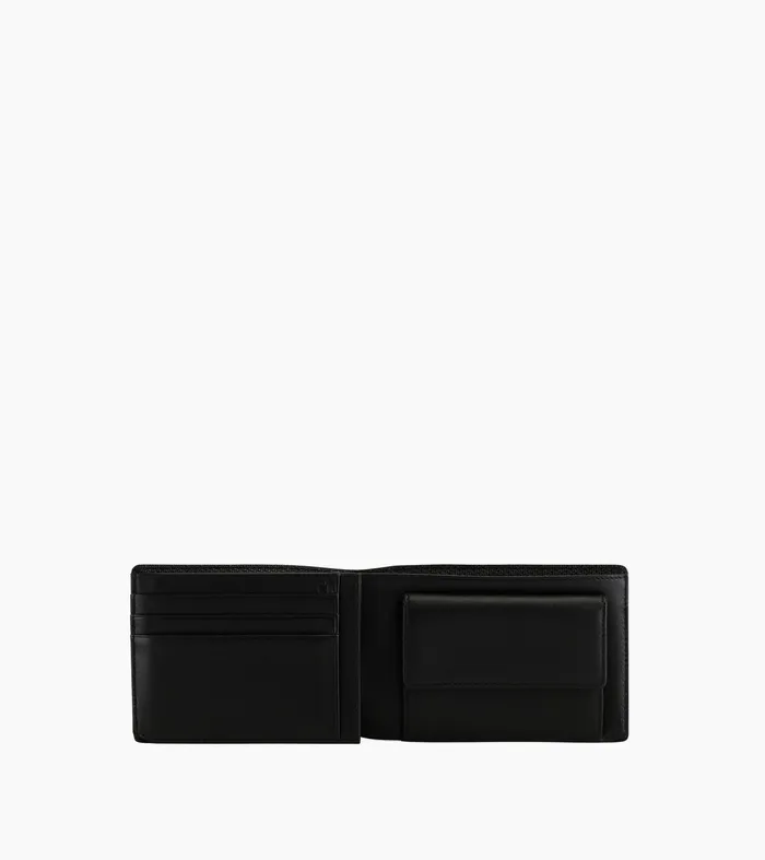 Le Tanneur Wallets Men TwoFold Wallet With Flap Coin Pocket In Signature T Leather Black