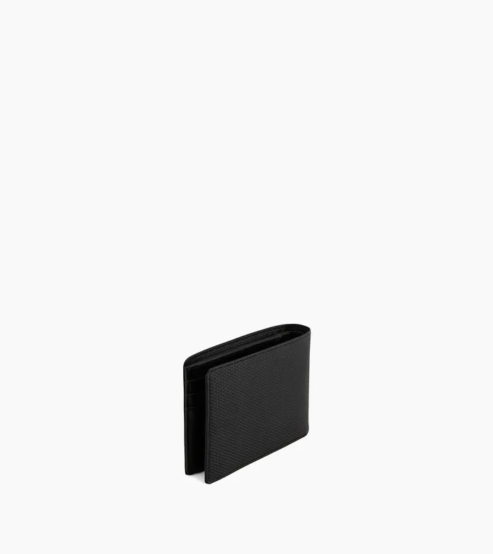 Le Tanneur Wallets Men TwoFold Wallet With Flap Coin Pocket In Signature T Leather Black