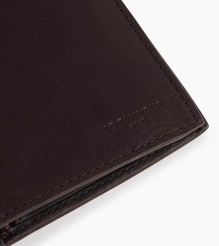 Le Tanneur Wallets Men Zipped Wallet 2 Shutters In Oiled Leather Brown