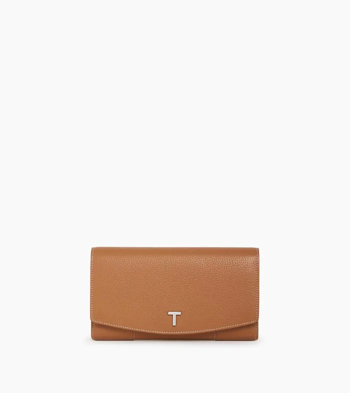 Le Tanneur Wallets Women Large Zipped Wallet In Grained Leather Brown Tan
