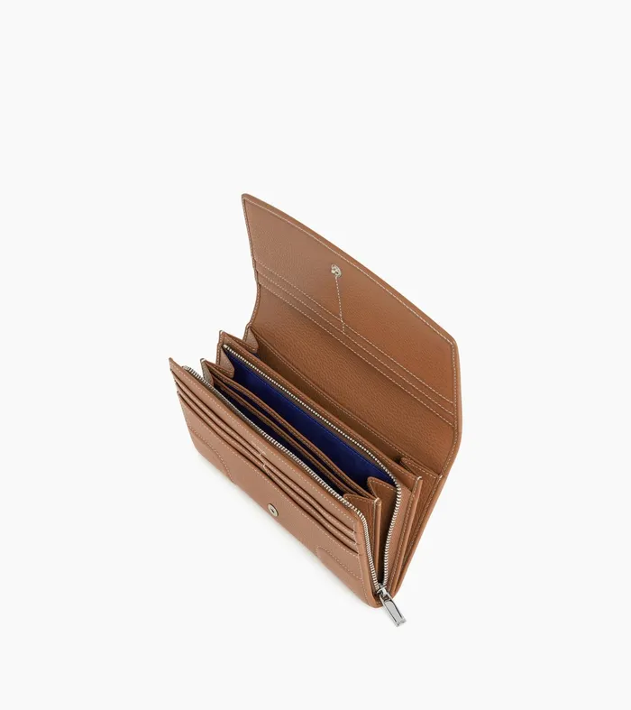 Le Tanneur Wallets Women Large Zipped Wallet In Grained Leather Brown Tan