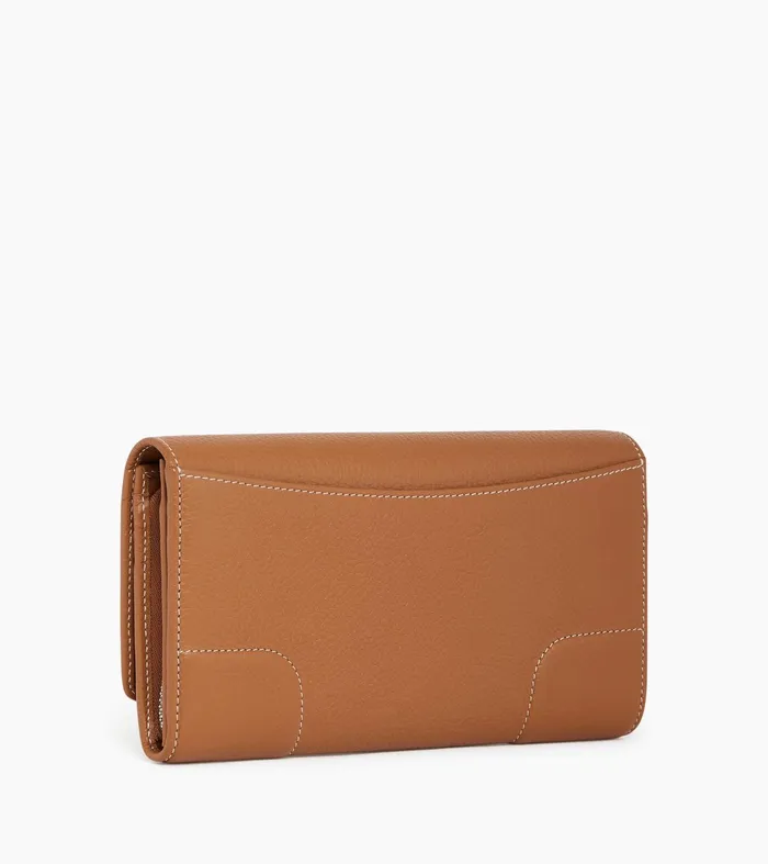 Le Tanneur Wallets Women Large Zipped Wallet In Grained Leather Brown Tan