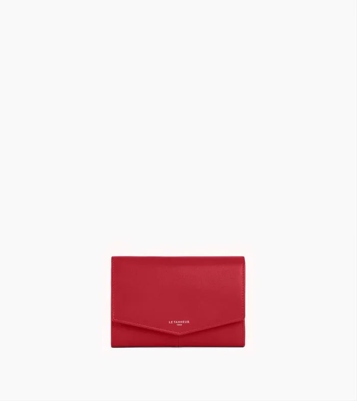 Le Tanneur Wallets Women Large Zipped Wallet In Smooth Leather Garnet Red