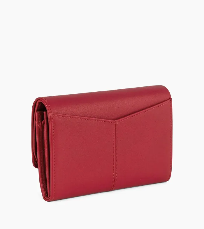 Le Tanneur Wallets Women Large Zipped Wallet In Smooth Leather Garnet Red