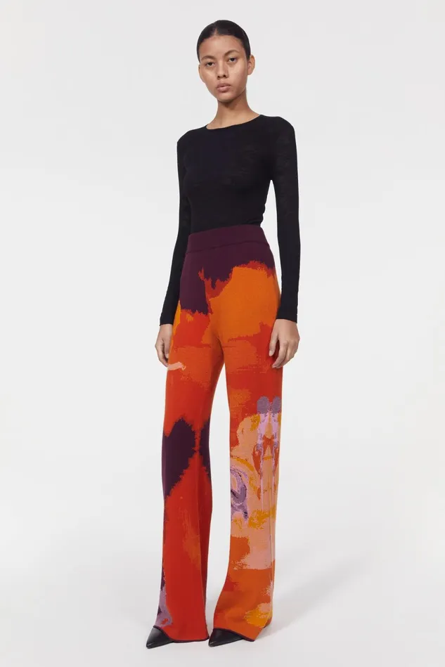 Lejon Art Knitted Pants Flame Multi Women Rodebjer Knitwear