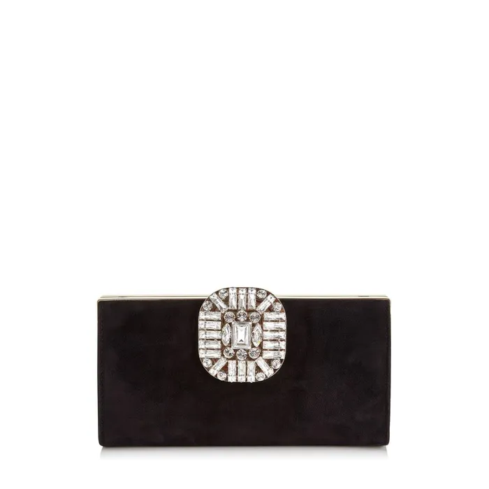 Leonis Black Suede Clutch Bag With Snap Closure Black Women JIMMY CHOO Clutch Bags Leonis Black Suede Clutch Bag With Snap Closure Black Women JIMMY CHOO Clutch Bags