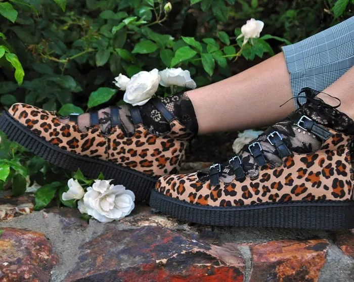 Leopard Faux Suede Vegan MultiStrap Pointed Mary Jane Creeper Shoes Women TUK Shoes Mary Janes Leopard Faux Suede Vegan MultiStrap Pointed Mary Jane Creeper Shoes Women TUK Shoes Mary Janes