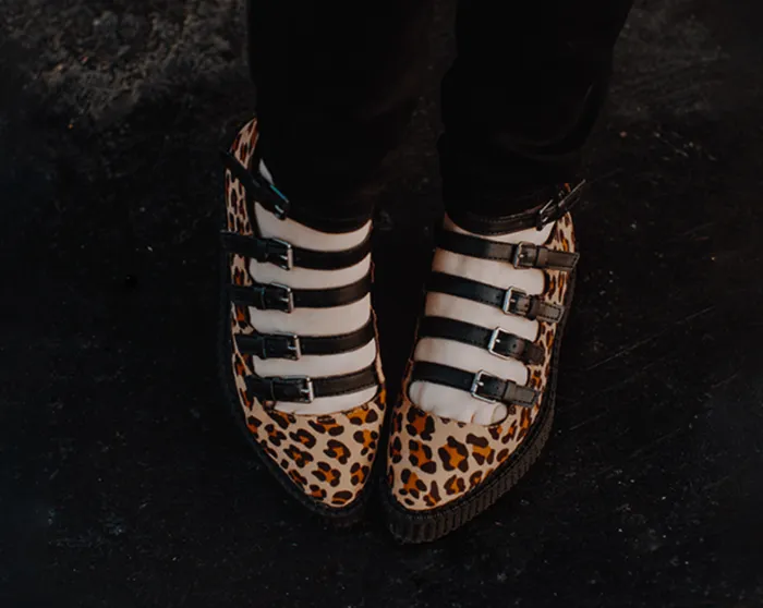 Leopard Faux Suede Vegan MultiStrap Pointed Mary Jane Creeper Shoes Women TUK Shoes Mary Janes Leopard Faux Suede Vegan MultiStrap Pointed Mary Jane Creeper Shoes Women TUK Shoes Mary Janes