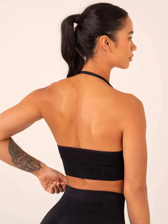 Lift Rib Seamless Halter Sports Bra 8211 Black Women Ryderwear Sports Bras