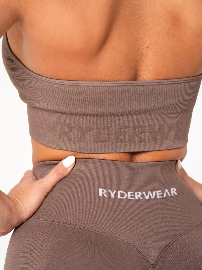 Lift Rib Seamless Halter Sports Bra 8211 Espresso Women Ryderwear Sports Bras