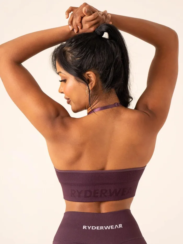 Lift Rib Seamless Halter Sports Bra 8211 Plum Women Ryderwear Sports Bras