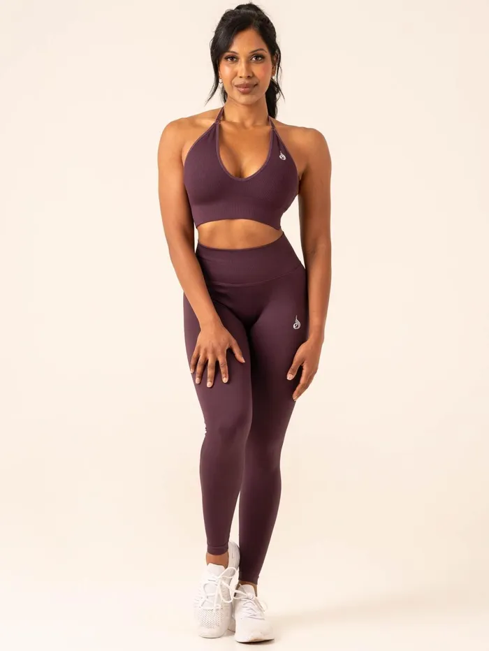 Lift Rib Seamless Halter Sports Bra 8211 Plum Women Ryderwear Sports Bras