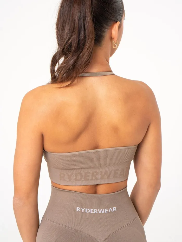 Lift Rib Seamless Halter Sports Bra 8211 Taupe Women Ryderwear Sports Bras