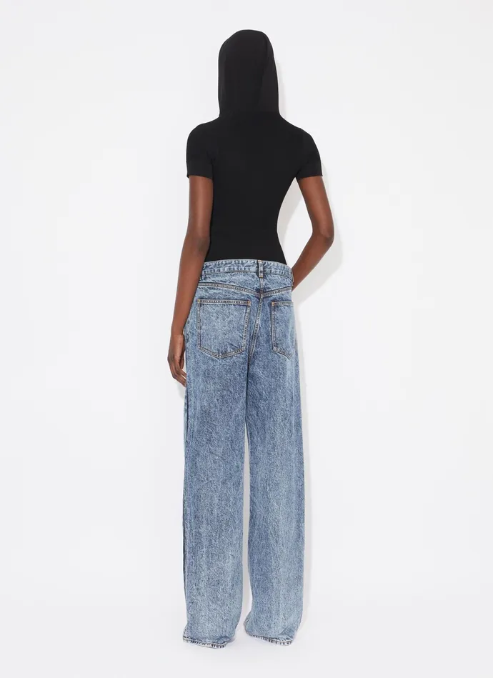 Light Blue KNIT BAND JEANS IN SNOW DENIM Women Alaa Pants and Shorts