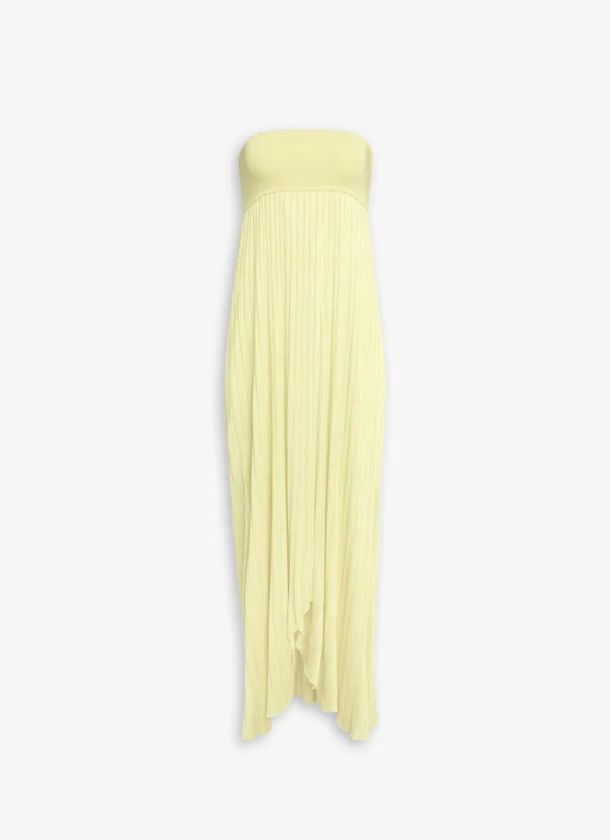 Light Yellow STRAPELESS DRESS IN PLEATED KNIT Women Alaa Dresses