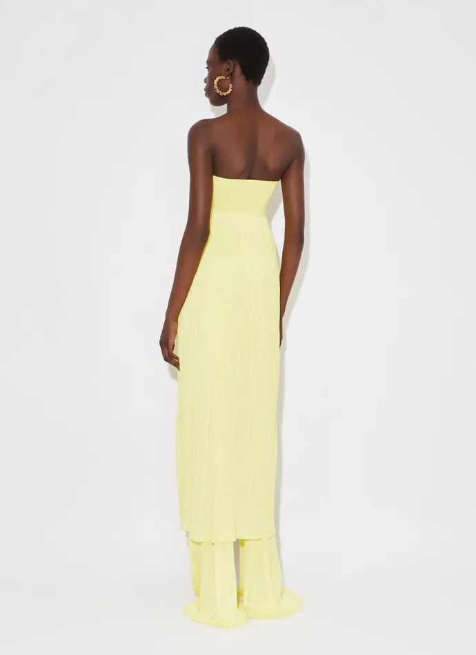 Light Yellow STRAPELESS DRESS IN PLEATED KNIT Women Alaa Dresses