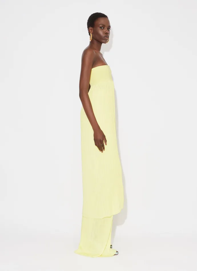 Light Yellow STRAPELESS DRESS IN PLEATED KNIT Women Alaa Dresses