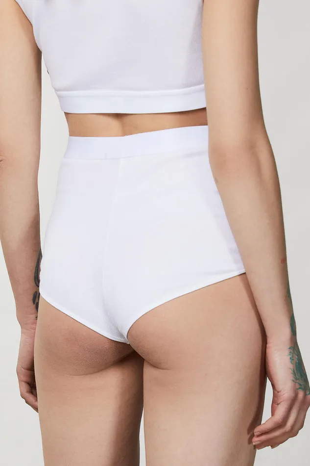 Lingerie Women Patrizia Pepe HighWaisted Briefs With Rhinestones Bianco
