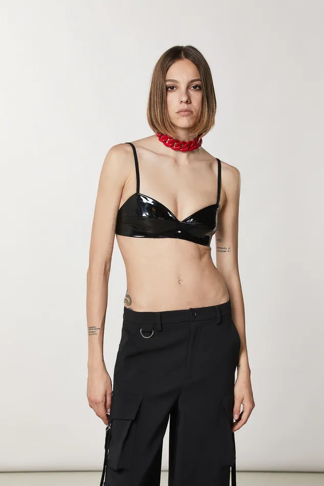 Lingerie Women Patrizia Pepe Vinyl Bra Nero