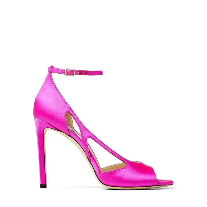 Liu 100 Fuchsia Satin Sandals With Stiletto Heel Fuchsia Women JIMMY CHOO Sandals Liu 100 Fuchsia Satin Sandals With Stiletto Heel Fuchsia Women JIMMY CHOO Sandals