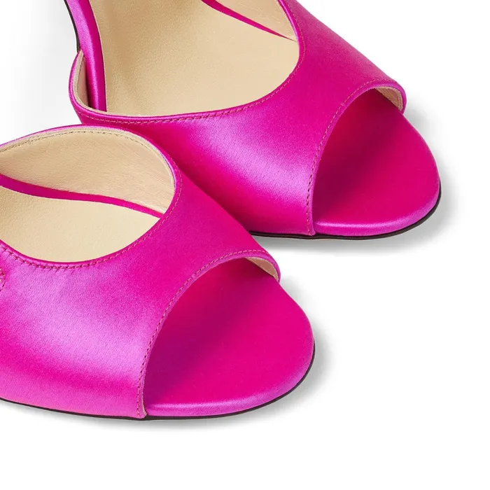 Liu 100 Fuchsia Satin Sandals With Stiletto Heel Fuchsia Women JIMMY CHOO Sandals