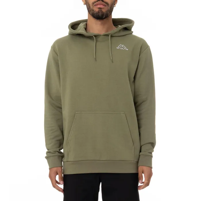Logo Fleece Caiok Hoodie 8211 Green Olive Green Olive Kappa Mens Retro Sport