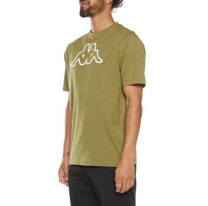 Logo Fleece Cromok TShirt 8211 Green Olive Green Olive Kappa Mens Retro Sport