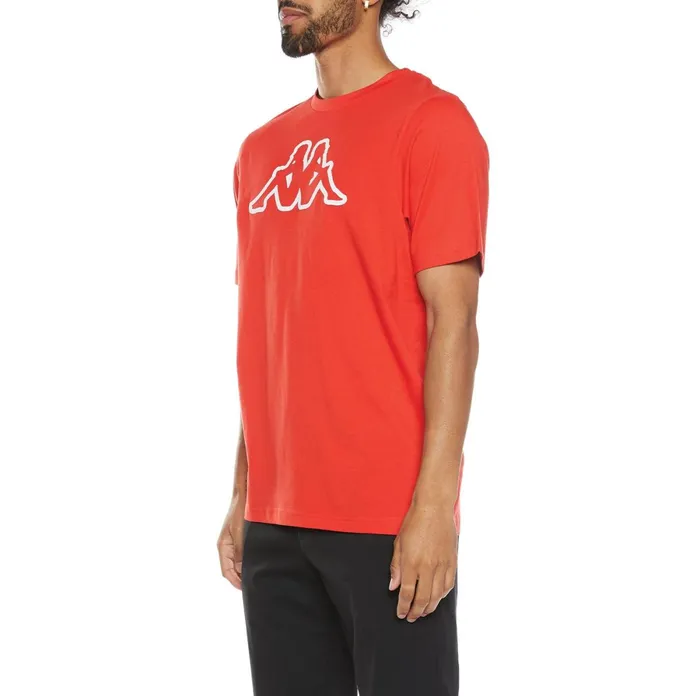 Logo Fleece Cromok TShirt 8211 Red Coral Red Coral Kappa Mens Retro Sport