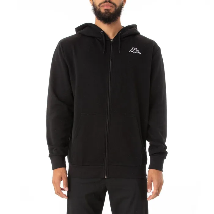 Logo Fleece Jackok Full Zip Jacket 8211 Black Black Kappa Mens Sweatsuits