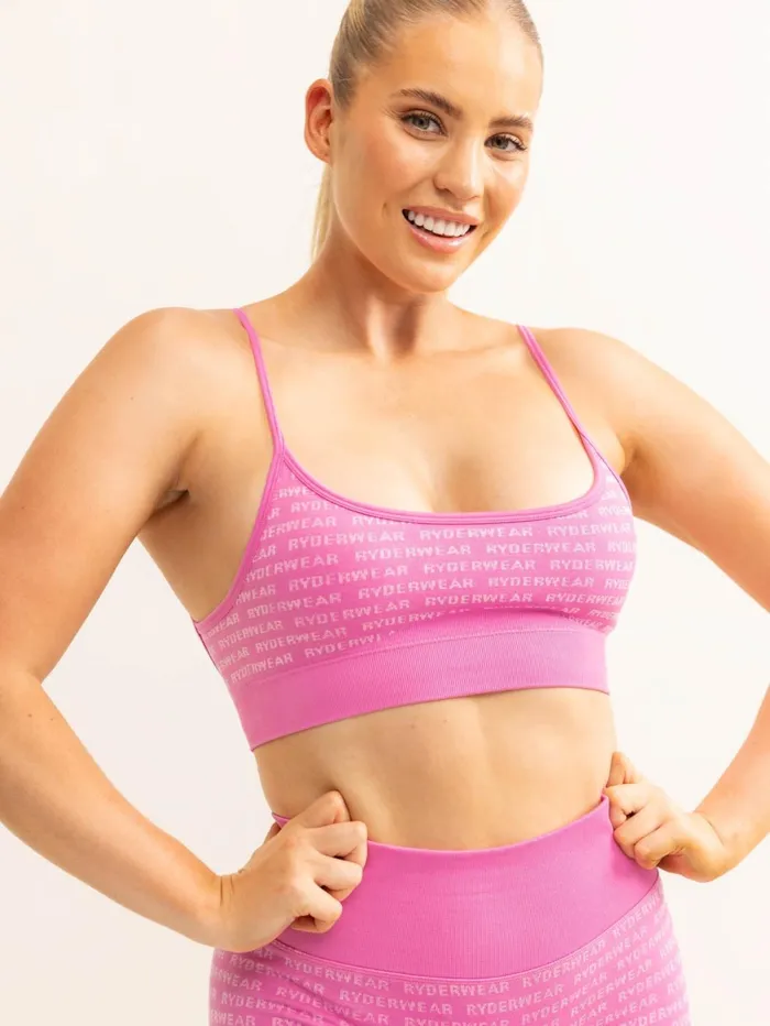 Logo Lux Seamless Sports Bra 8211 Pink Women Ryderwear Sports Bras