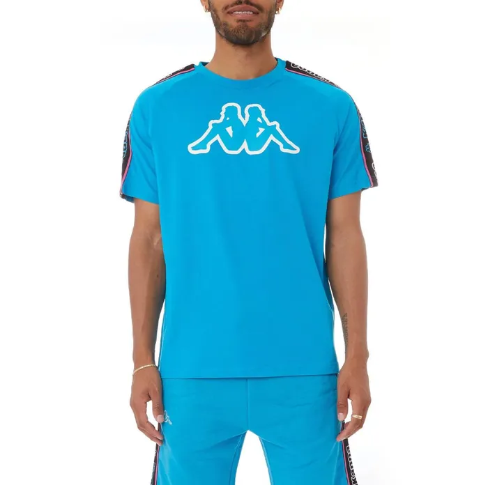 Logo Tape Avirec 2 TShirt 8211 Blue Blue Kappa Mens Retro Sport