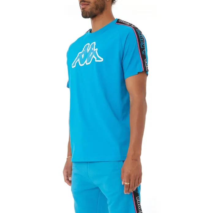 Logo Tape Avirec 2 TShirt 8211 Blue Blue Kappa Mens Retro Sport