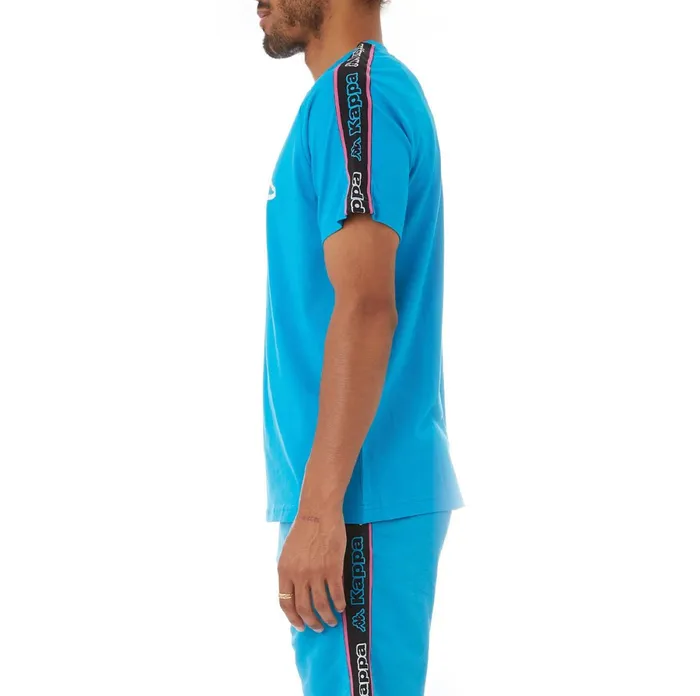 Logo Tape Avirec 2 TShirt 8211 Blue Blue Kappa Mens Retro Sport