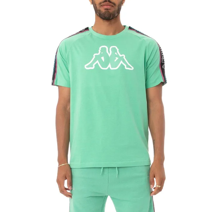 Logo Tape Avirec 2 TShirt 8211 Green Green Kappa Mens Retro Sport