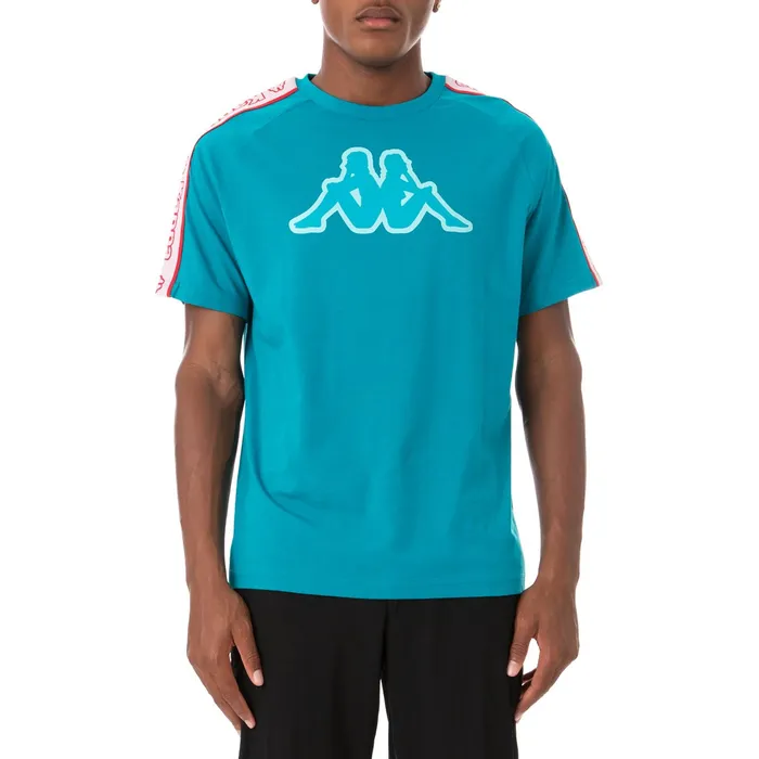 Logo Tape Avirec 2 TShirt 8211 Peacock Peacock Kappa Mens Retro Sport