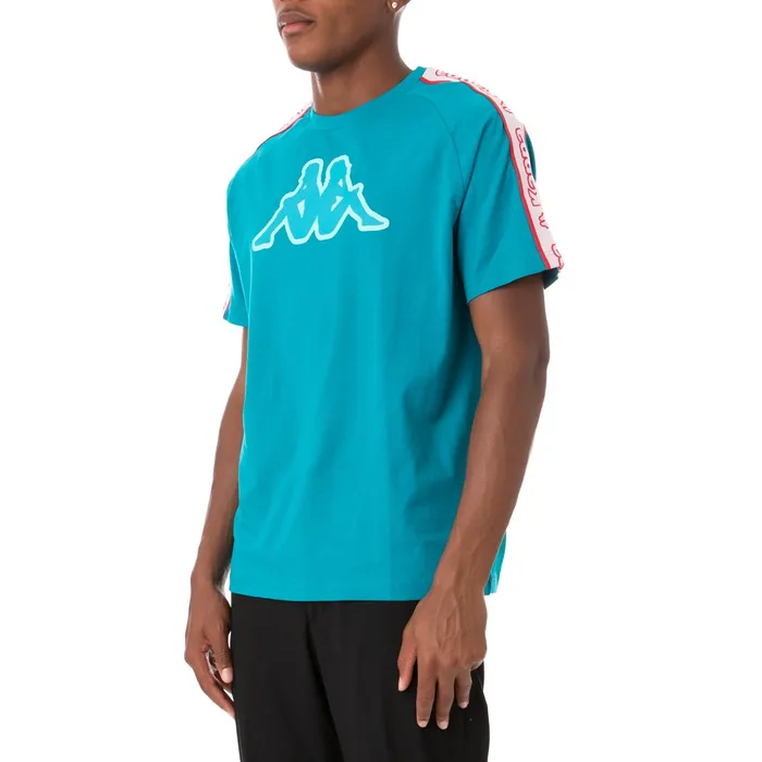 Logo Tape Avirec 2 TShirt 8211 Peacock Peacock Kappa Mens Retro Sport