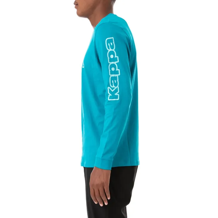 Logo Tape Carma Long Sleeve TShirt 8211 Peacock Peacock Kappa Mens Retro Sport