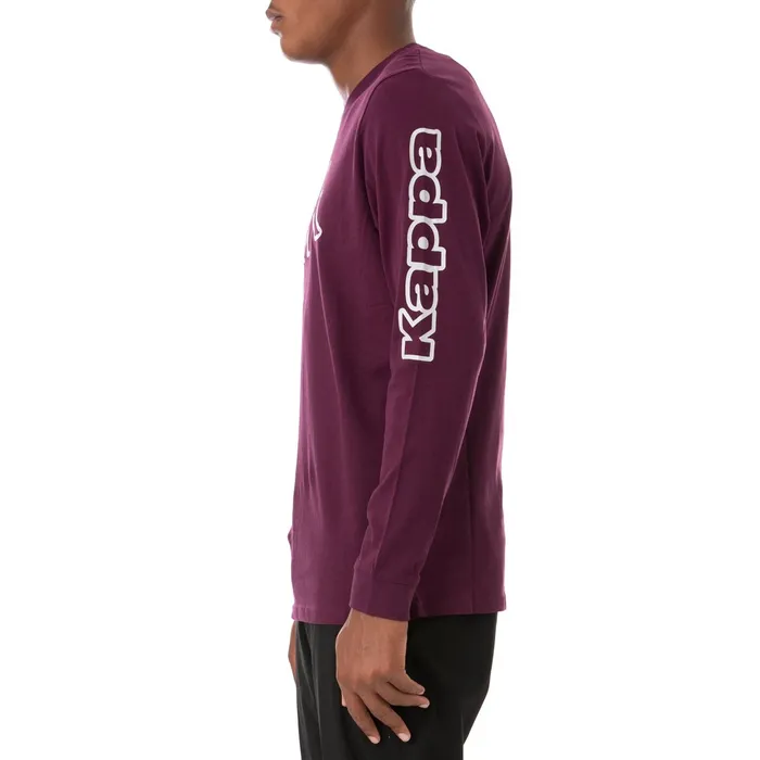 Logo Tape Carma Long Sleeve TShirt 8211 Violet Violet Kappa Mens Retro Sport