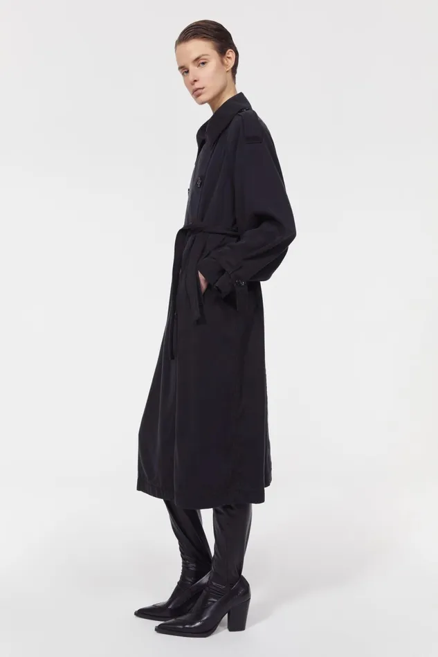 Lois Drape Trench Coat Black Women Rodebjer Outerwear