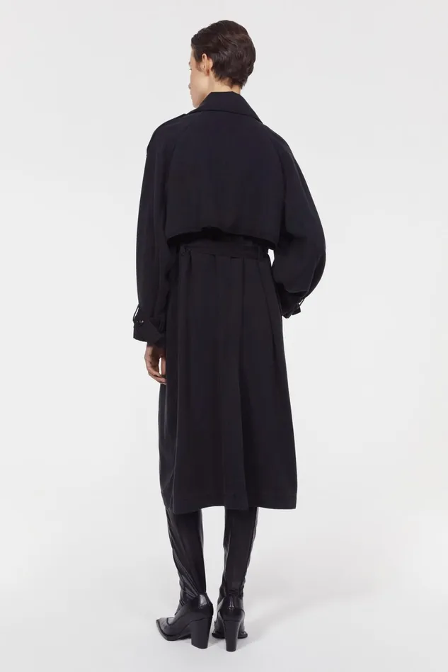 Lois Drape Trench Coat Black Women Rodebjer Outerwear