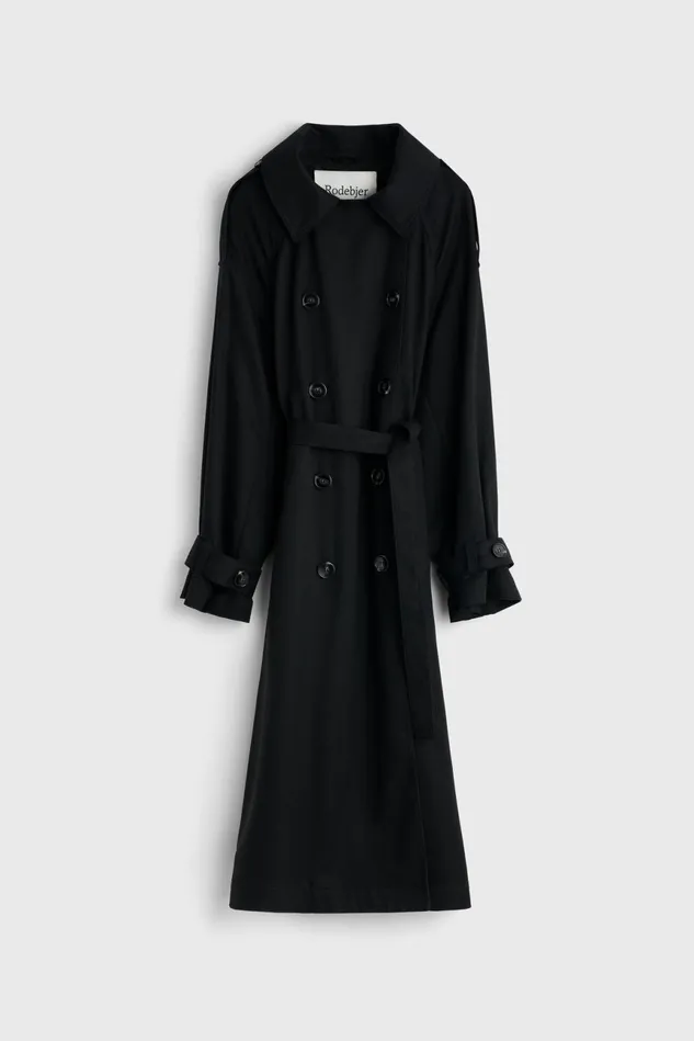 Lois Drape Trench Coat Black Women Rodebjer Outerwear