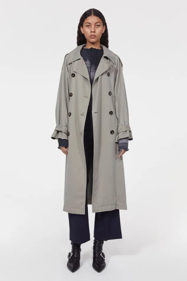 Lois Drape Trench Coat Moss Agate Women Rodebjer Outerwear