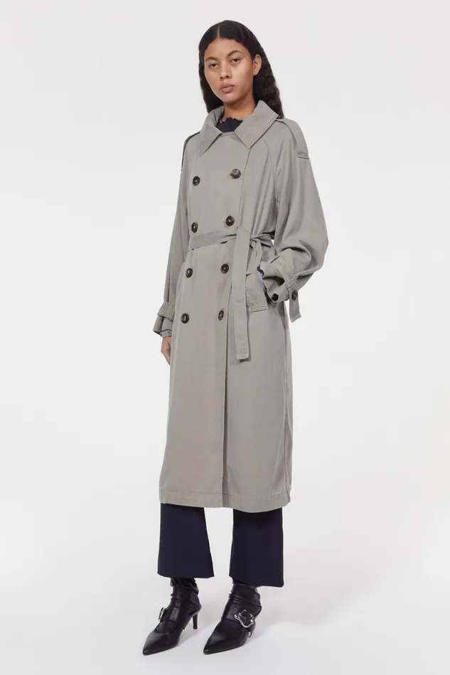 Lois Drape Trench Coat Moss Agate Women Rodebjer Outerwear