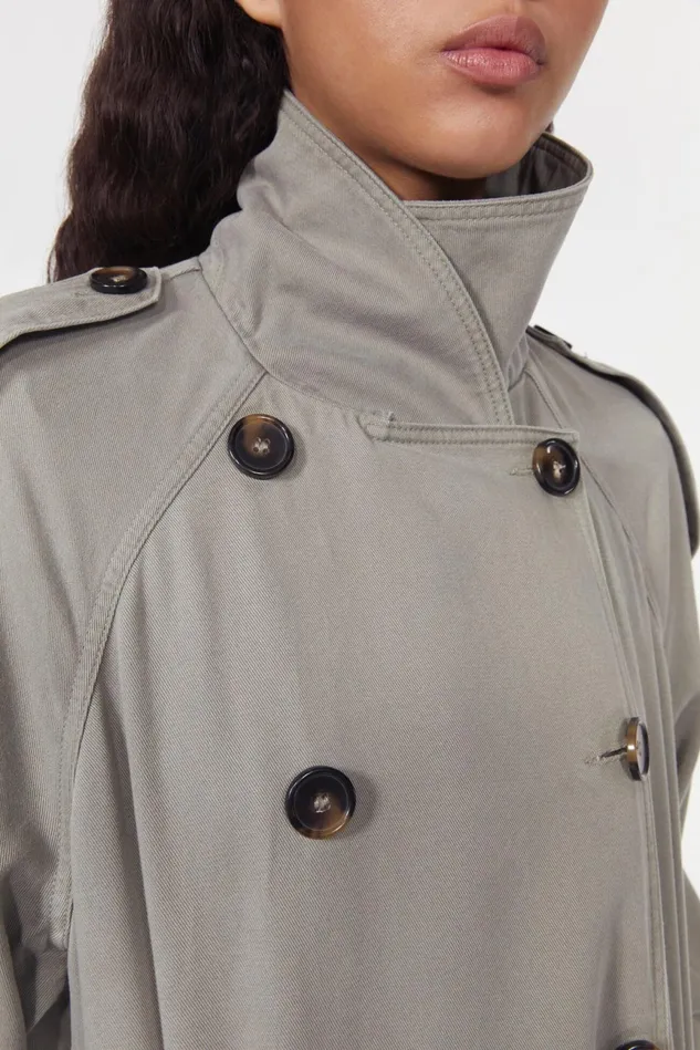 Lois Drape Trench Coat Moss Agate Women Rodebjer Outerwear