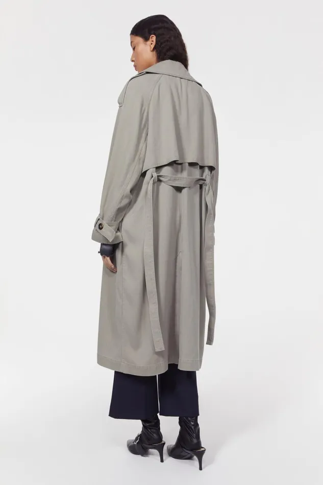 Lois Drape Trench Coat Moss Agate Women Rodebjer Outerwear