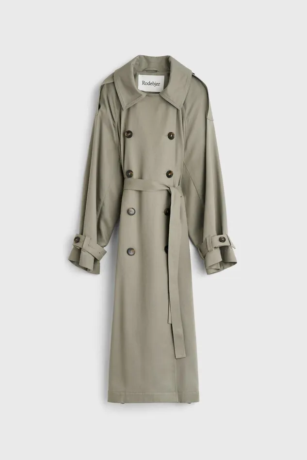 Lois Drape Trench Coat Moss Agate Women Rodebjer Outerwear