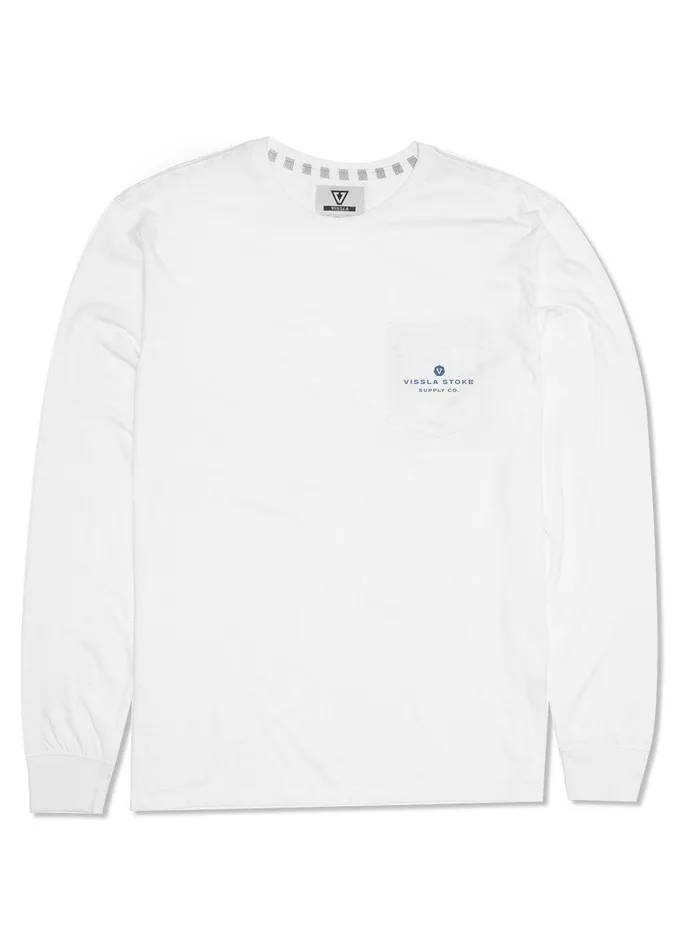 Long Sleeve Tees Men Vissla Insignia Ls Pkt Tee White