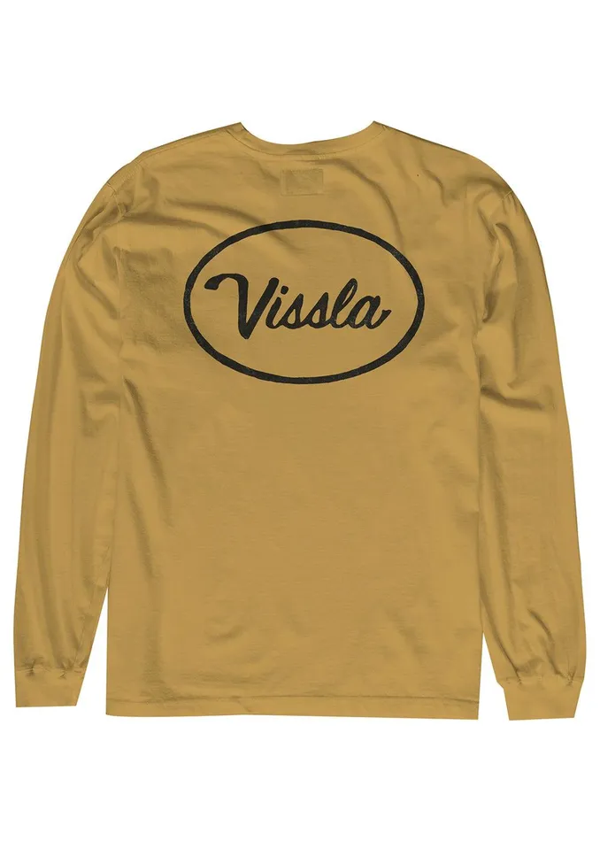 Long Sleeve Tees Men Vissla Station Ls Pkt Tee Gold Coral