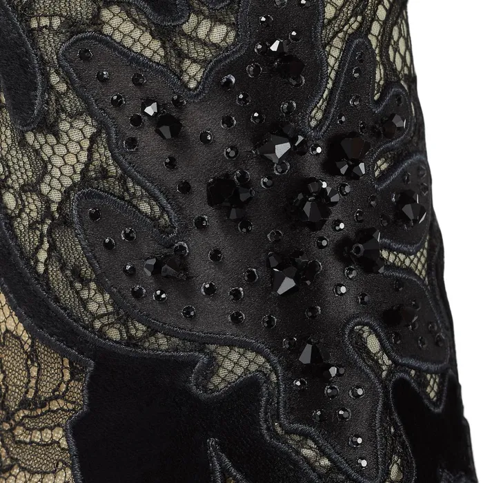 Lorre 100 Black Suede And Lace Ankle Boots With Floral Embellishment Black Women JIMMY CHOO Boots